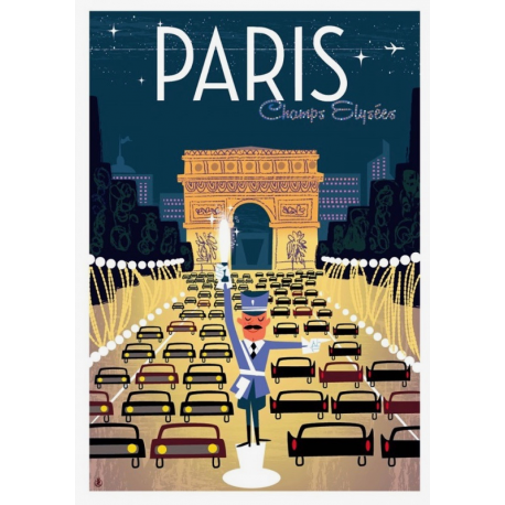Affiche tirage d'Art "Paris Les Champs-Elysées" Monsieur Z.