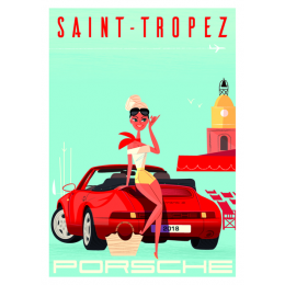 Affiche tirage d'Art "Saint-Tropez Porsche"  Monsieur Z.