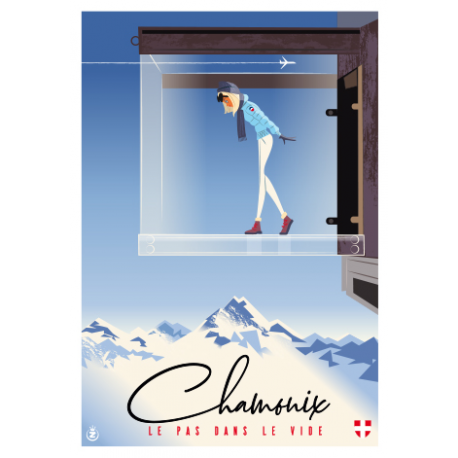 Affiche tirage d'Art "Chamonix le pas dans le vide" Monsieur Z.