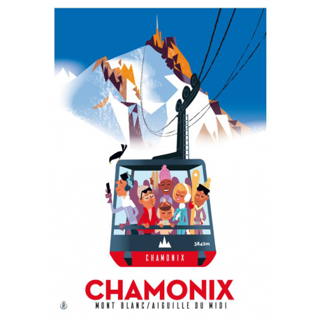 Affiche tirage d'Art "Chamonix Mont Blanc Aiguille du Midi" Monsieur Z.