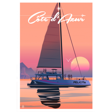 Affiche tirage d'Art "Catamaran Sunset" Monsieur Z.